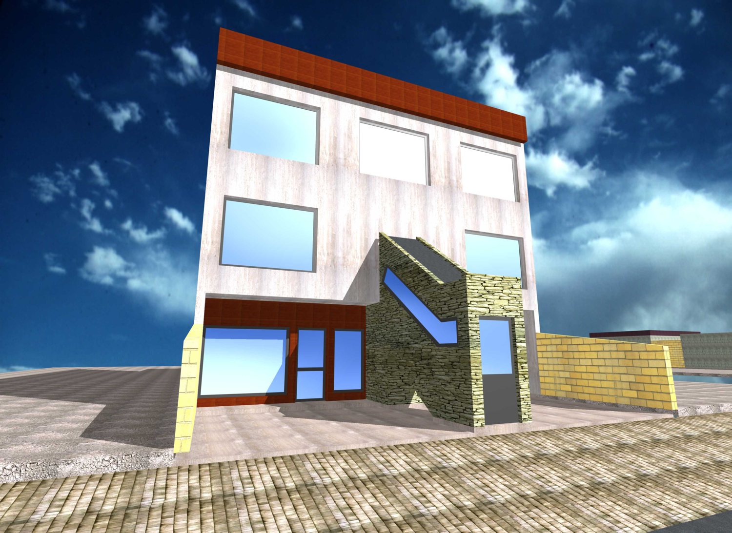 Render de la fachada principal